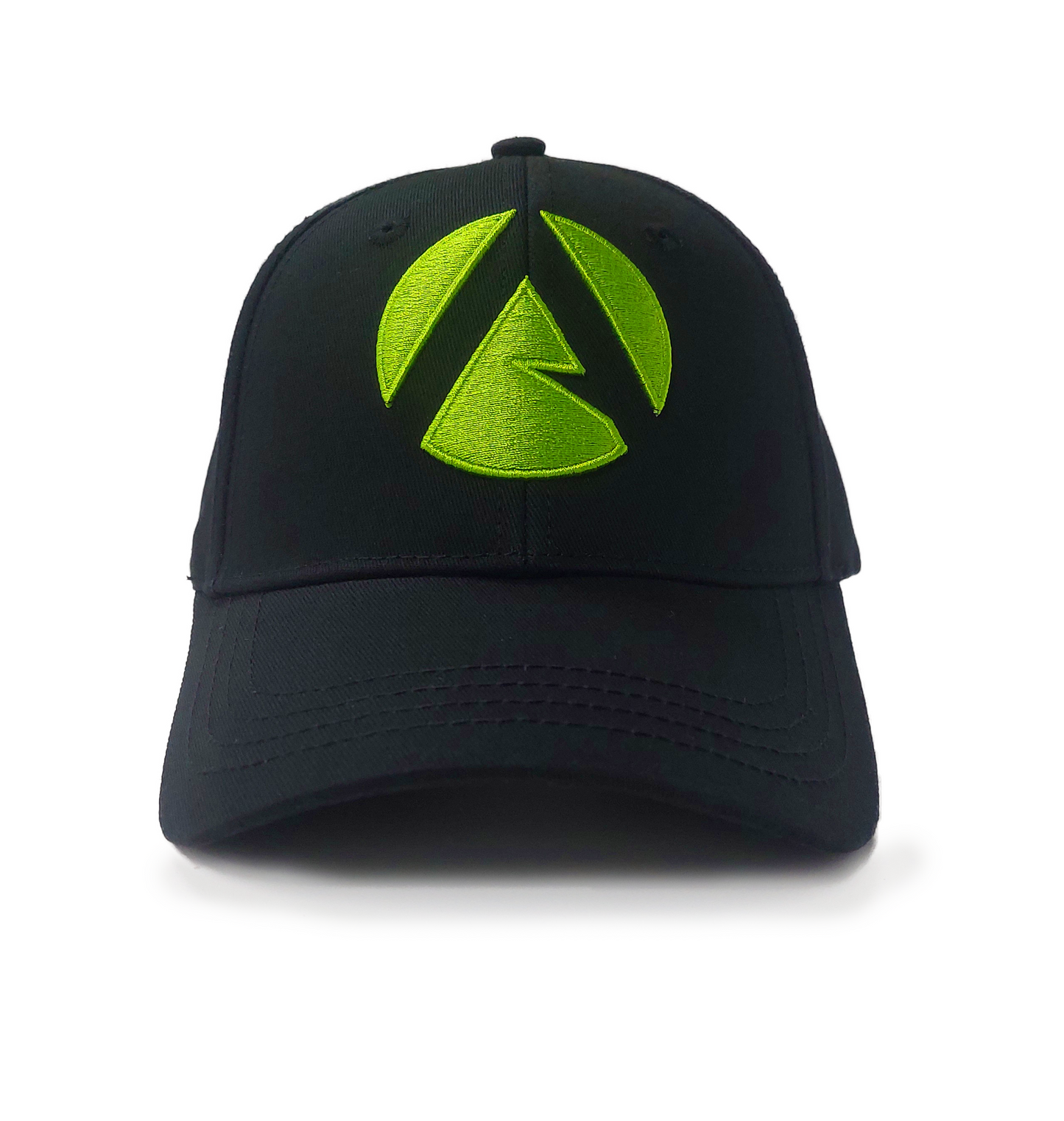 AT052 - Baseball Cap Curved Peak Front Icon - Black/Lime